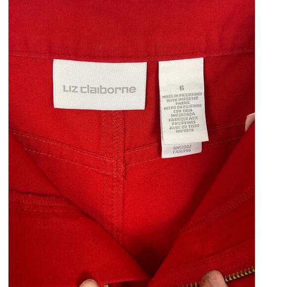 Liz Claiborne Women's Size 6 Red Knee Length Button Pocket Skirt #0385 - Picture 6 of 11